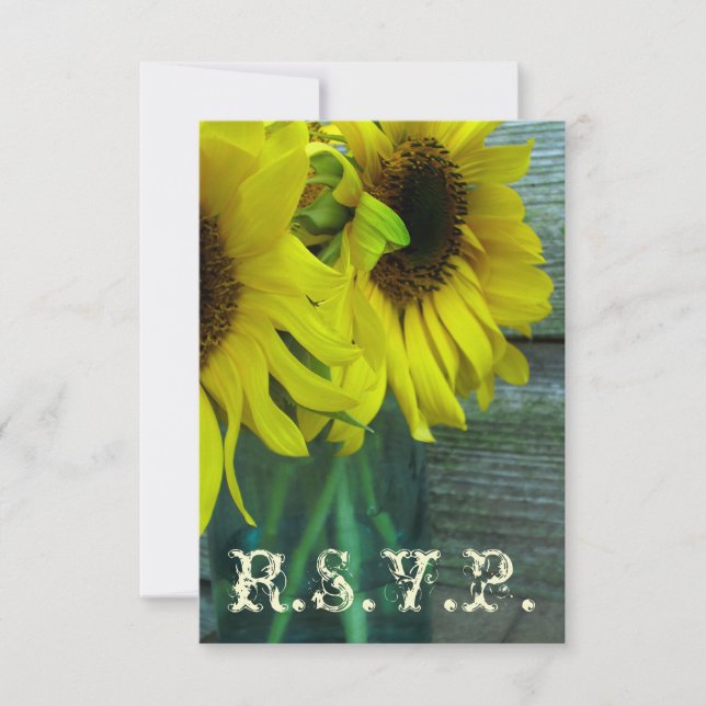 Mariage de automne RSVP : Sunflowers Mason Jar / B (Devant)