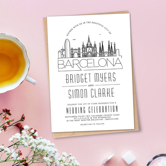 Mariage de Barcelone | Invitation Skyline (Créateur téléchargé)