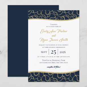 Mariage de baseball Gold et Blue Invitation
