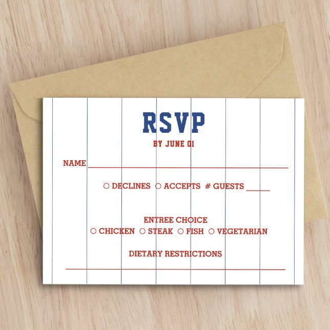 Mariage de baseball Pinstripe RSVP (Baseball Pinstripe Wedding RSVP)