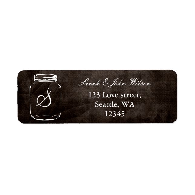 mariage de bocal de maçon rustique, étiquette d'ad (Devant)