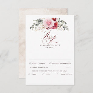 Mariage de Boho de Foliage Rouge Bourgogne RSVP