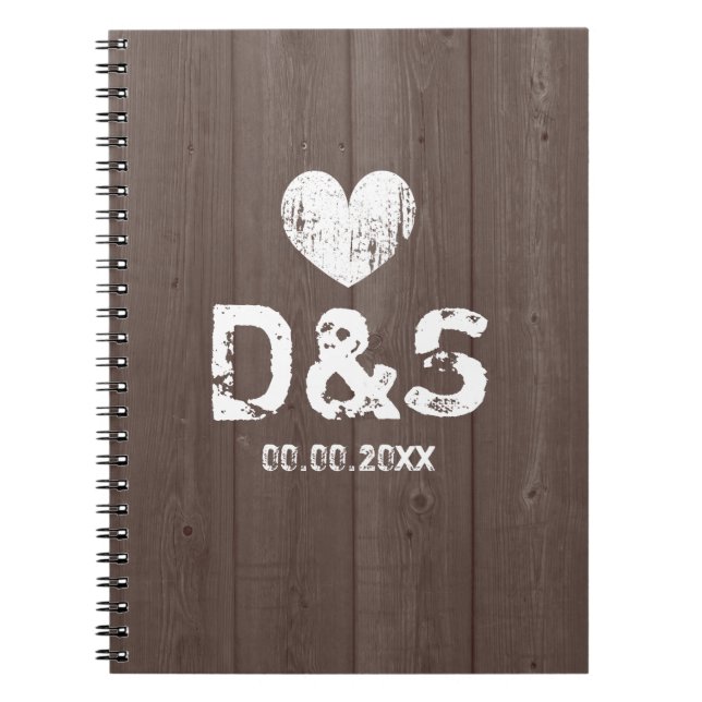 Mariage de bois rustique livre d'invité carnet (Devant)