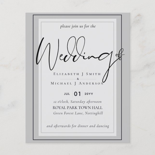 Mariage de budget de typographie de script couleur (Devant)