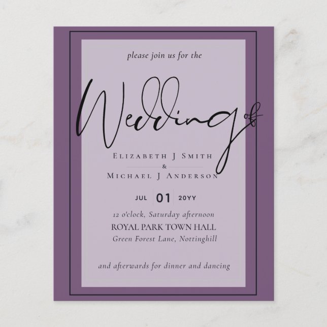 Mariage de budget de typographie de script couleur (Devant)