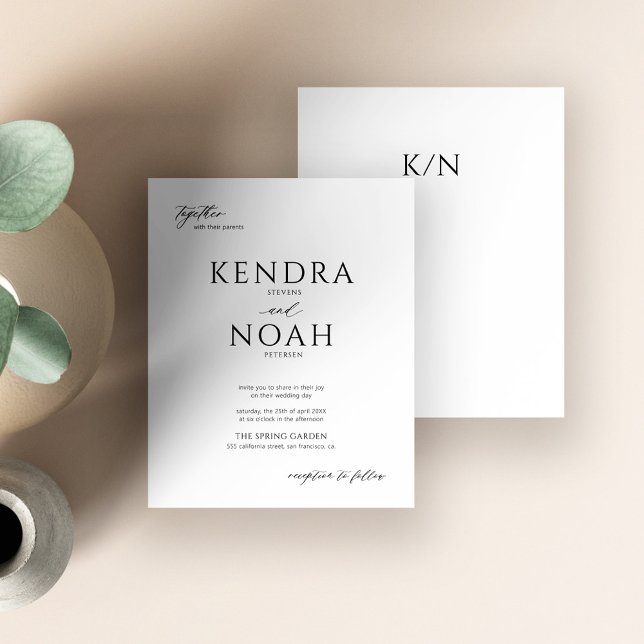 Mariage de budget monogramme moderne noir et blanc (Créateur téléchargé)