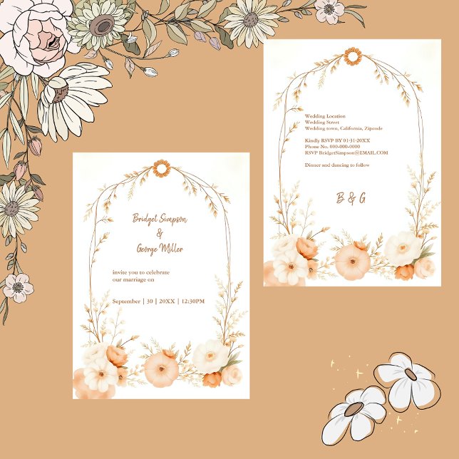 Mariage de cadre fleuri rustique beige neutre (Créateur téléchargé)