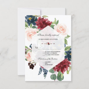 Mariage de cadre floral Chic Burgundy Navy RSVP