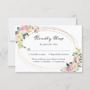 Mariage de cadre floral Oval Pastel moderne RSVP