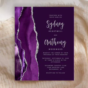 Mariage de calligraphie d'agate d'argent violet bu