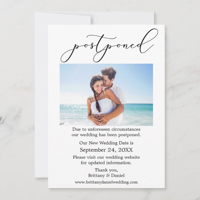 Mariage de calligraphie Delicate Carte photo repor (Devant)