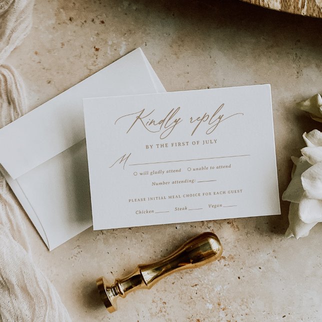 Mariage de calligraphie dorée moderne Menu RSVP Ca (Créateur téléchargé)