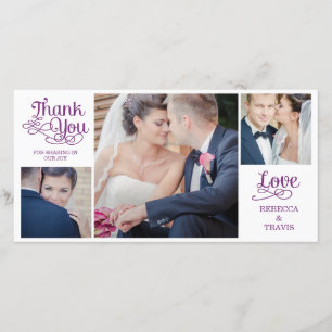 Mariage de calligraphie moderne Merci Cartes Viole