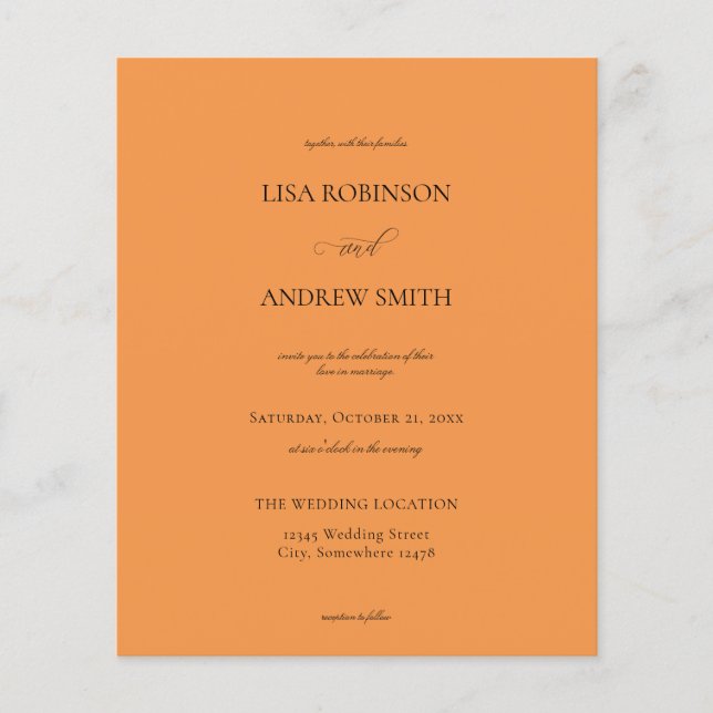 Mariage de calligraphie Orange Budget (Devant)