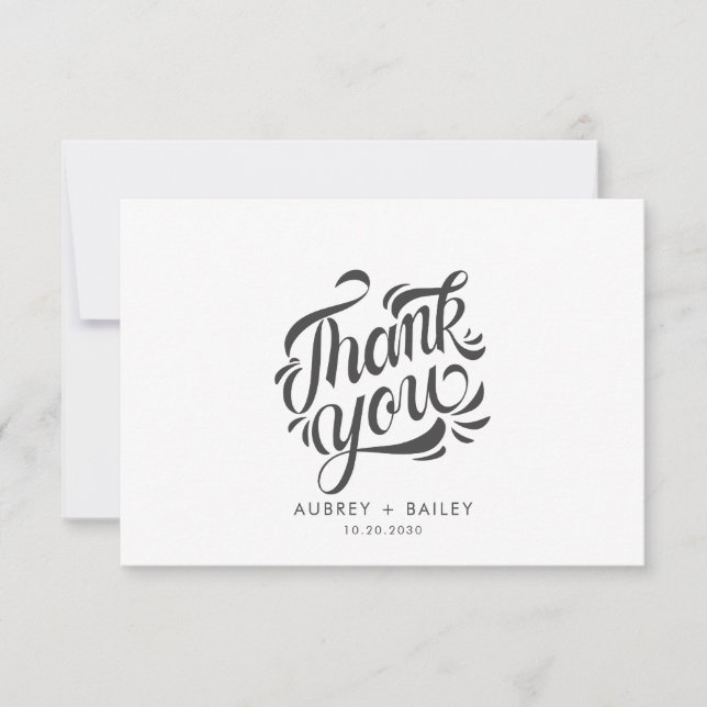 Mariage de calligraphie personnalisée Merci Ornate (Devant)