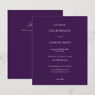 Mariage de calligraphie violet foncé du budget