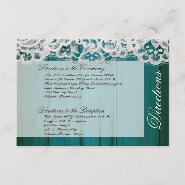 mariage de carte 3x5 en bois Turquoise distrait (Devant)