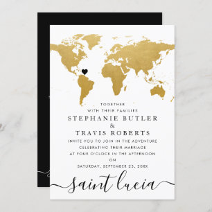 Mariage de carte Black & Gold World