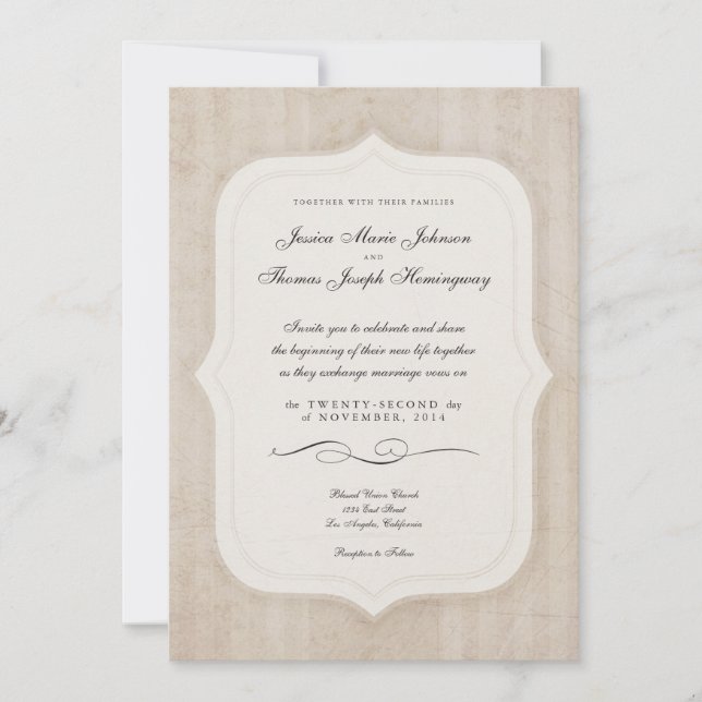 Mariage de carte Customisée de crème de charme vin (Devant)