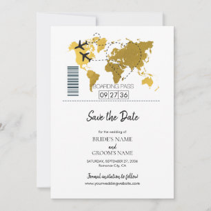 Mariage de carte d'embarquement de destination