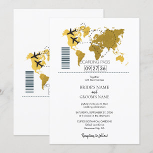 Mariage de carte d'embarquement de destination