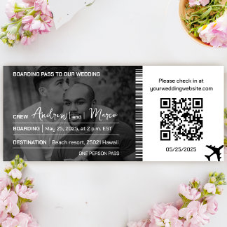 Mariage de carte d'embarquement de destination pho