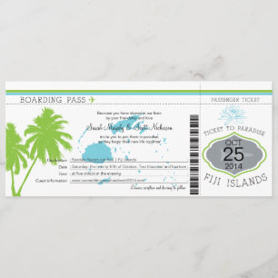 Mariage de carte d'embarquement des îles fidji