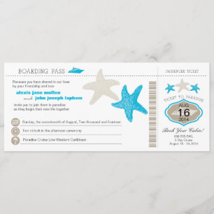 Mariage de carte d'embarquement d'étoiles de mer