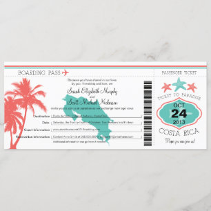 Mariage de carte d'embarquement du Costa Rica