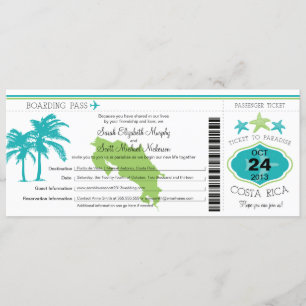 Mariage de carte d'embarquement du Costa Rica