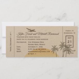 Mariage de carte d'embarquement vintage et RSVP su