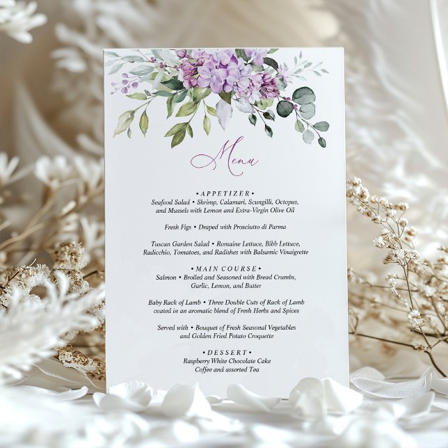 Mariage de carte Lilac Sage Green Menu (Créateur téléchargé)