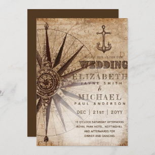 Mariage de carte marine Vintage Style Parchemin