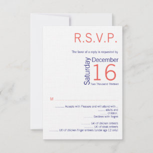 mariage de carte R.S.V.P 3,5 x 5, Coral Chevr