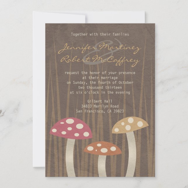 Mariage de champignons sauvages doux Invitations (Devant)