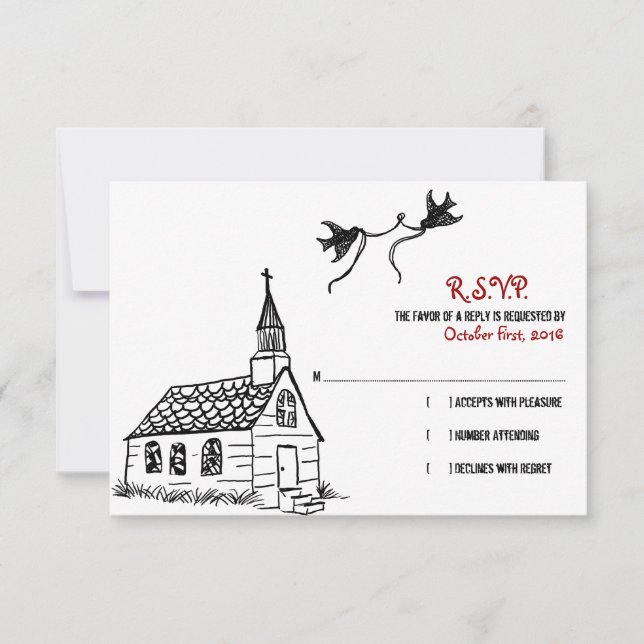 Mariage de chapelle noire et blanche RSVP (Devant)