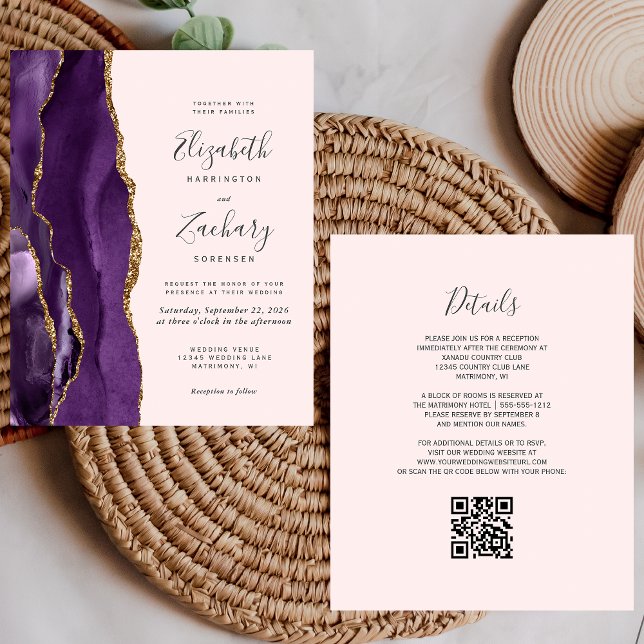 Mariage de code QR Blush Gold Agush Budget (Créateur téléchargé)