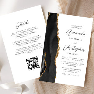 Mariage de code QR de l'Agate Black Gold Budget