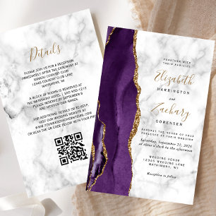 Mariage de code QR du marbre d'âge or violet budge