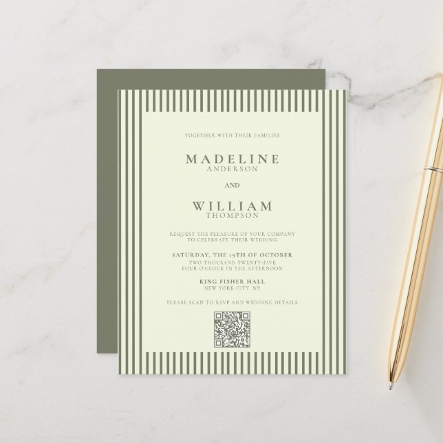 MARIAGE de code Qr écorce écoresponsable BUDGET (Devant/Arrière en situation)