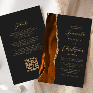 Mariage de code QR foncé de l'âge or rouille budgé
