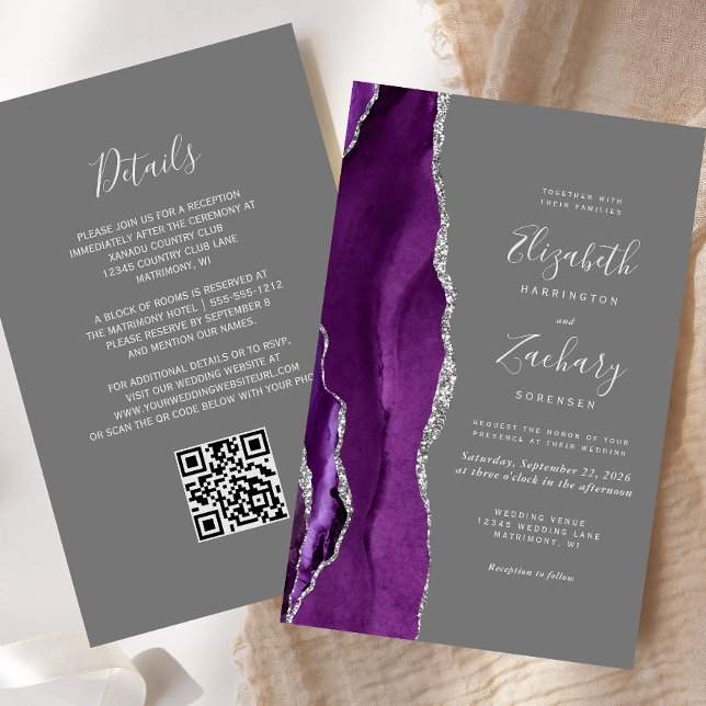 Mariage de code QR gris gris argenté Budget Purple (Créateur téléchargé)