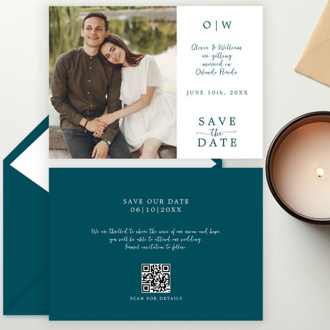 Mariage de code QR turquoise Enregistrer la carte  (Créateur téléchargé)