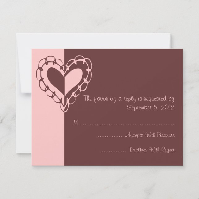 Mariage de coeur rose et Brown RSVP (Devant)