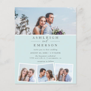 Mariage de Collage photo bleu minimaliste du budge