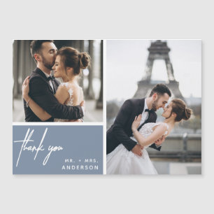 Mariage de Collage photo moderne Dusty Blue Merci