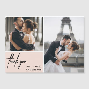 Mariage  de collage photo moderne en Merci rose pâ