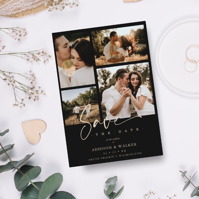 Mariage de collage tendance noir Date de sauvegard (Créateur téléchargé)