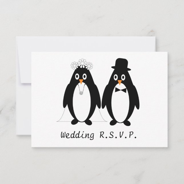 Mariage de conception de pingouin RSVP (Devant)