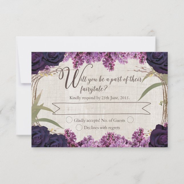 Mariage de conte violet de forêt enchantée RSVP (Devant)